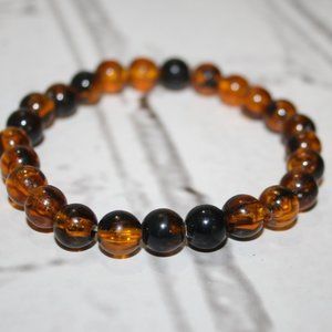 Beautiful vintage brown and black beaded bracelet 7"